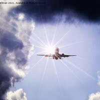 Buy canvas prints of Plane, Sun and Stormy Sky by Taina Sohlman