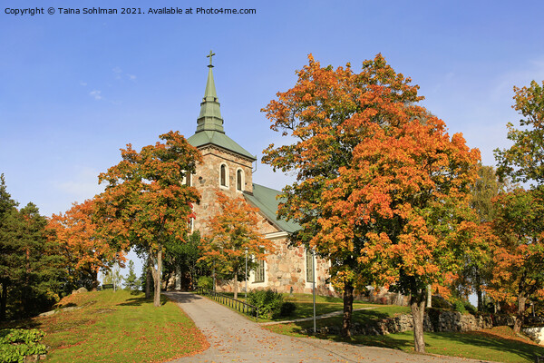 Uskela Church, Salo Finland, in Autumn Picture Board by Taina Sohlman