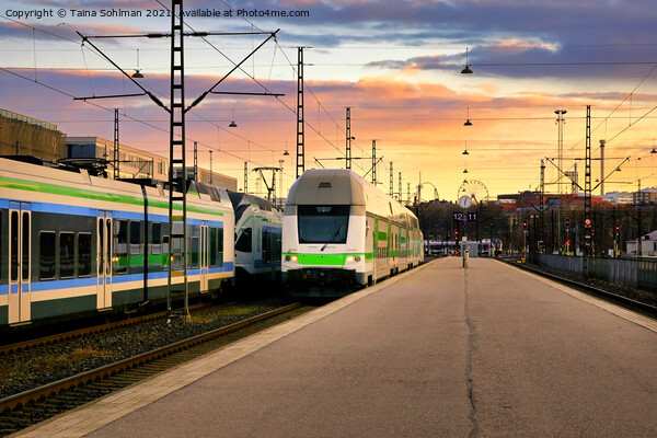 Morning Train Arrives at Railway Station  Picture Board by Taina Sohlman