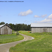 Buy canvas prints of Dirt Road and Country Barns in the  Summer by Taina Sohlman
