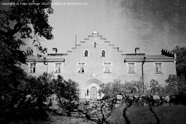 Suitia Manor Castle Seen From Garden Monochrome Picture Board by Taina Sohlman