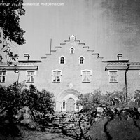 Buy canvas prints of Suitia Manor Castle Seen From Garden Monochrome by Taina Sohlman