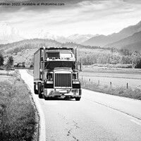 Buy canvas prints of Trucking Through the Mountains Monochrome by Taina Sohlman