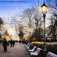 Buy canvas prints of Illuminated Esplanade Park in December by Taina Sohlman