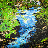Buy canvas prints of Blue Sjundby Streams Digital Art by Taina Sohlman