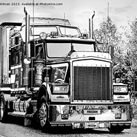 Buy canvas prints of Classic American Semi Trailer Truck in BW by Taina Sohlman