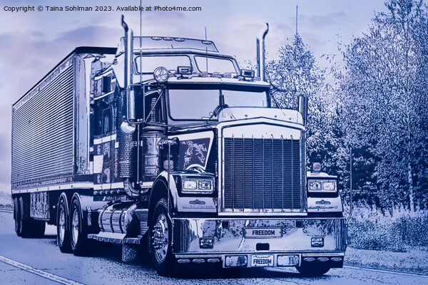 Classic American Semi Trailer Truck in Blue  Picture Board by Taina Sohlman