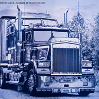 Buy canvas prints of Classic American Semi Trailer Truck in Blue  by Taina Sohlman