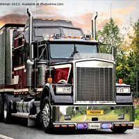 Buy canvas prints of Classic American Semi Trailer Truck Trucking  by Taina Sohlman