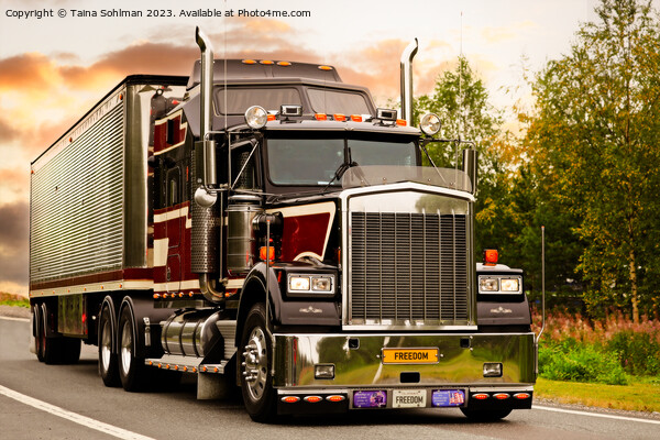 Classic American Semi Trailer Truck Trucking  Picture Board by Taina Sohlman