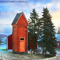 Buy canvas prints of Old Transformer Building in Winter Digital Paintin by Taina Sohlman