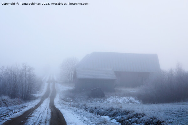 Rural Road Into the Fog Picture Board by Taina Sohlman