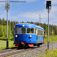 Buy canvas prints of Blue VR Class Dm7 Diesel Multiple Unit on the Move by Taina Sohlman