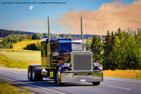 Beautiful Classic American Truck on Highway  Picture Board by Taina Sohlman