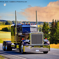 Buy canvas prints of Beautiful Classic American Truck on Highway  by Taina Sohlman