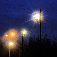 Buy canvas prints of Blue Night Street Lights  by Taina Sohlman