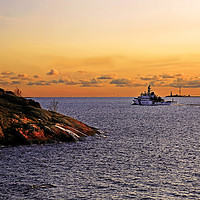Buy canvas prints of Sunset Seascape with Coast Guard by Taina Sohlman
