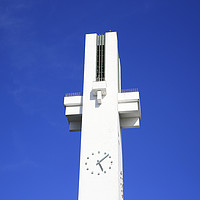 Buy canvas prints of Lakeuden Risti Church Bell Tower and Blue Sky by Taina Sohlman