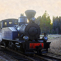 Buy canvas prints of Steam Locomotive at Railway Station Digital Art by Taina Sohlman