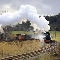 Buy canvas prints of Steam Train on Jokionen Museum Railway by Taina Sohlman