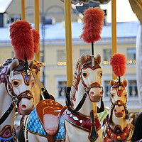 Buy canvas prints of Colourful Carousel Horses by Taina Sohlman