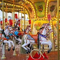 Buy canvas prints of Colourful Carousel Horses 2 by Taina Sohlman