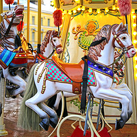 Buy canvas prints of Colourful Carousel Horses 3 by Taina Sohlman