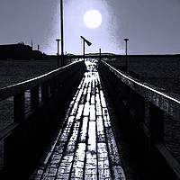 Buy canvas prints of Full Moon at End of the Pier by Taina Sohlman