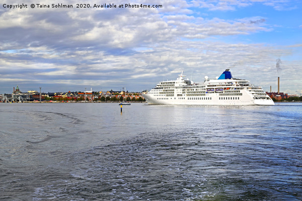  White Cruiseliner Ferry Arrives in Helsinki, Finl Picture Board by Taina Sohlman