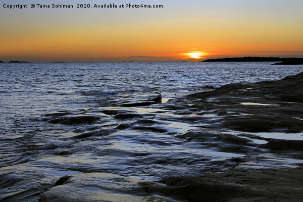 Glowing January Sunset by the Sea Picture Board by Taina Sohlman