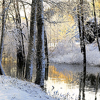 Buy canvas prints of River in Winter Pastels, Watercolour by Taina Sohlman