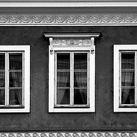 Buy canvas prints of Three Windows on Classic City Building, Monochrome by Taina Sohlman