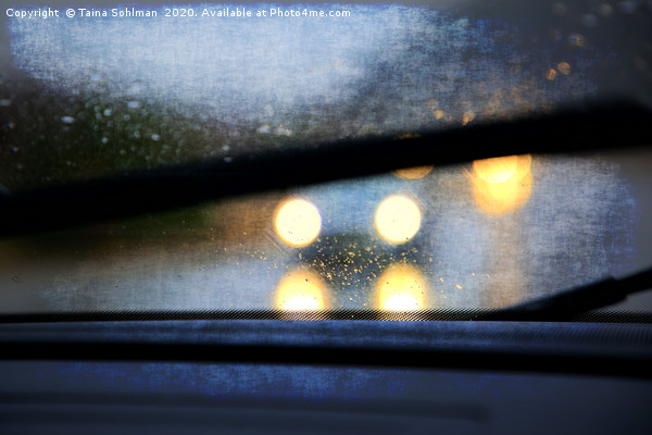 Driving in Rain Digital Art Picture Board by Taina Sohlman