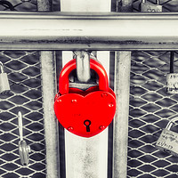 Buy canvas prints of Big Red Love Lock  by Taina Sohlman