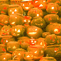 Buy canvas prints of Glowing Halloween Pumpkins by Taina Sohlman