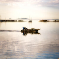 Buy canvas prints of Boat Heading Out to Calm Sea by Taina Sohlman