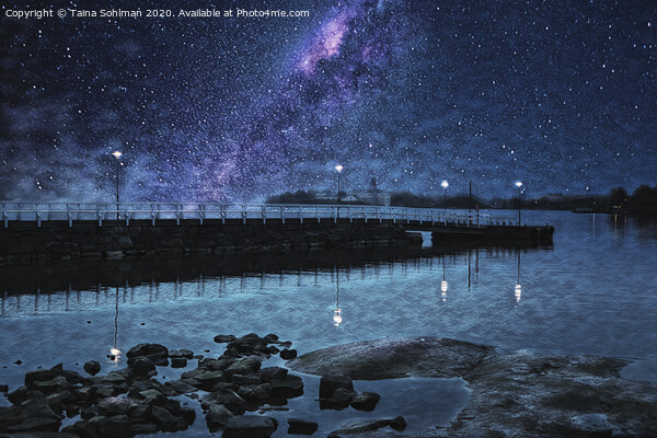 Seaside Pier at Night Picture Board by Taina Sohlman