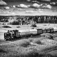 Buy canvas prints of Steam Train Travels Through Countryside  by Taina Sohlman