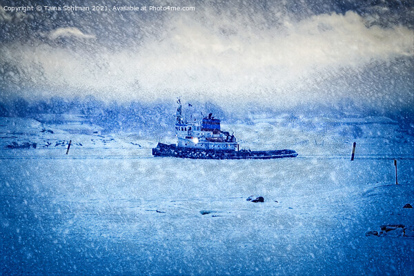 Tugboat in Winter  Picture Board by Taina Sohlman