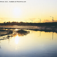 Buy canvas prints of Sunset Over Flooded River by Taina Sohlman