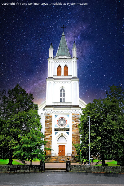 Ylistaro Church on a Starry Night, Finland Picture Board by Taina Sohlman