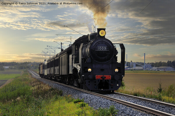 Steam Train Ukko-Pekka Traveling Against Evening S Picture Board by Taina Sohlman