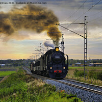 Buy canvas prints of Steam Train Ukko-Pekka 1009 Travel in the Evening by Taina Sohlman