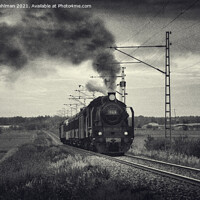 Buy canvas prints of Old Steam Train in Monochrome by Taina Sohlman