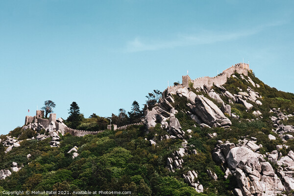 Castle of the Moors (Castelo dos Mouros) on the hilltop overlooking Sintra, Portugal Picture Board by Mehul Patel