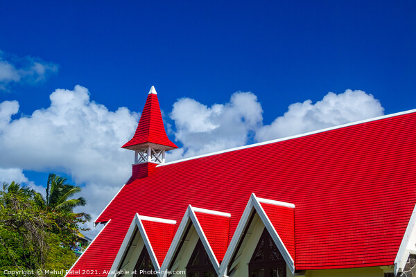 Red roof of church (Notre Dame Auxiliatrice), Cap Malheureux, Ma Picture Board by Mehul Patel