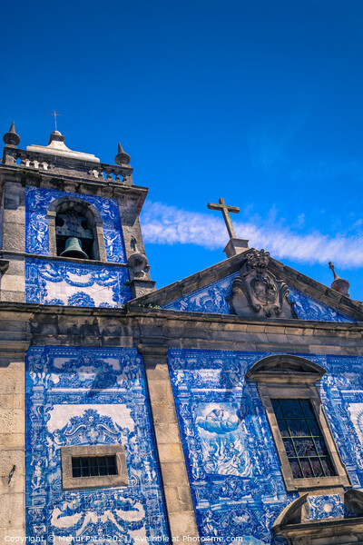 Upward shot of colourful tiled exterior of Capela (Chapel) das Almas - Porto, Portugal. Picture Board by Mehul Patel