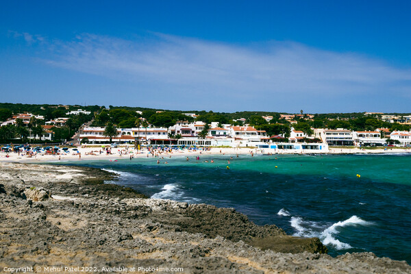 View of coast of town, Punta Prima, on south east coast of Menorca Picture Board by Mehul Patel