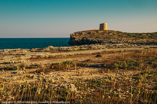 Towers on the coast of Cala Alcaufar on island of Menorca, Spain Picture Board by Mehul Patel