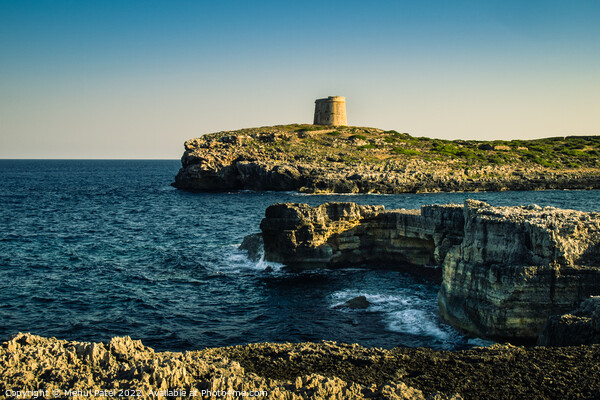Towers on the coast of Cala Alcaufar on island of Menorca, Balearics, Spain - Europe Picture Board by Mehul Patel